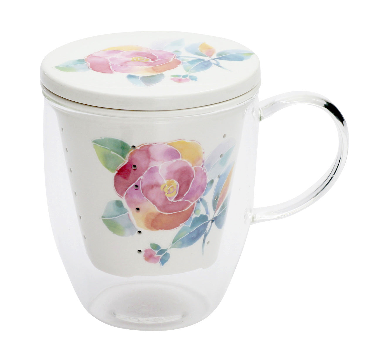 Ceramic-ai Mino Ware Mug with Huayu heat-resistant lid Porcelain Flower Japan 