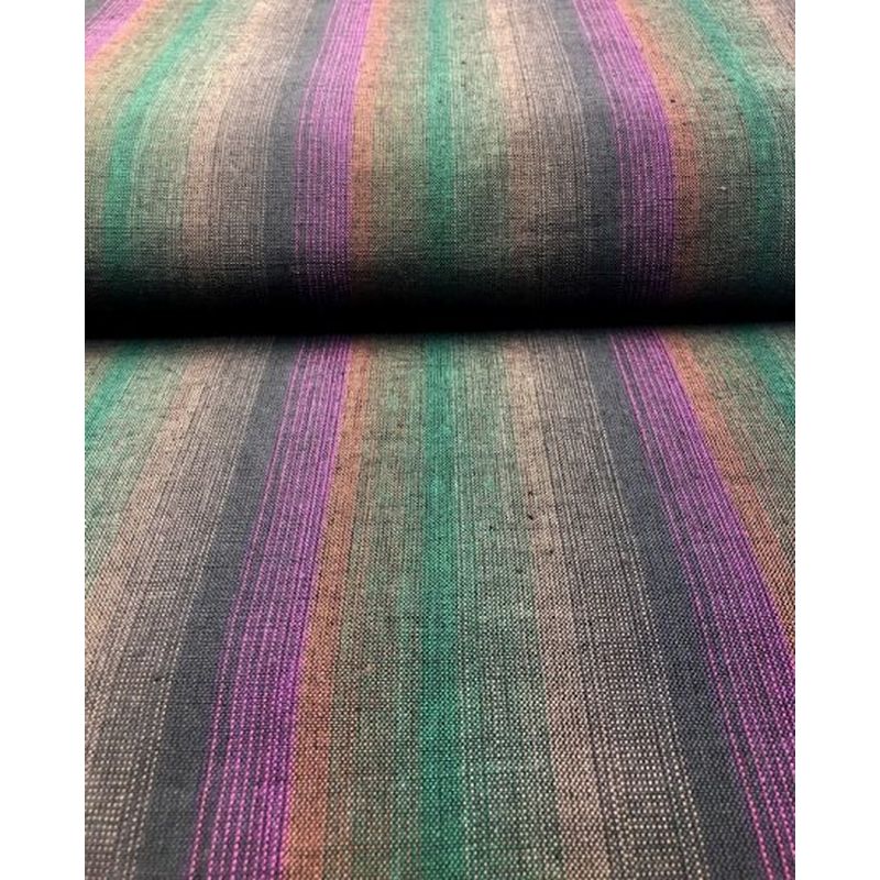 SHIMOGAWA KURUME KASURI Fabric 4 Standing Rapid Striped Green Purple 