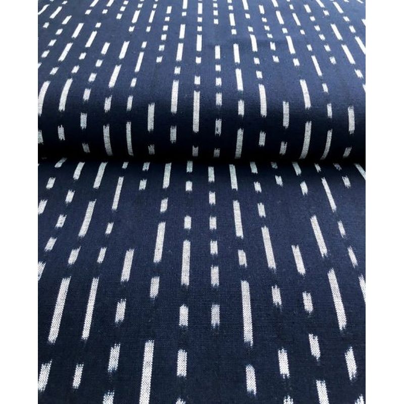 SHIMOGAWA KURUME KASURI Fabric 4 Feather Randam Navy 