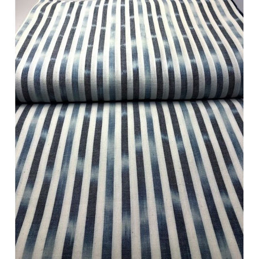 SHIMOGAWA KURUME KASURI Fabric Ai Bokashi Dyeing Stripe White 