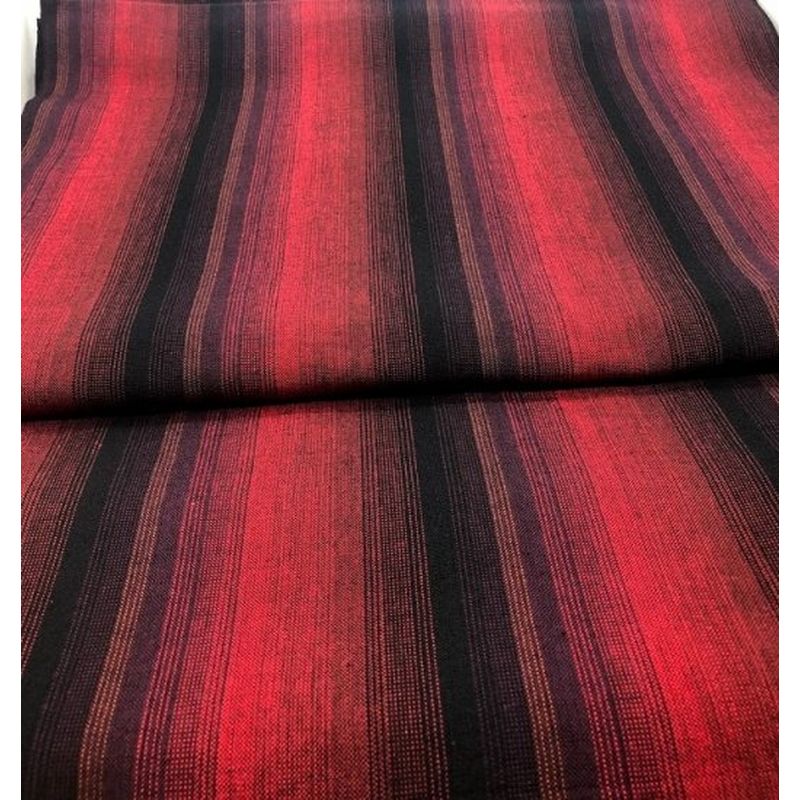 SHIMOGAWA KURUME KASURI Fabric 4 Standing Stripes 20/1 Red 