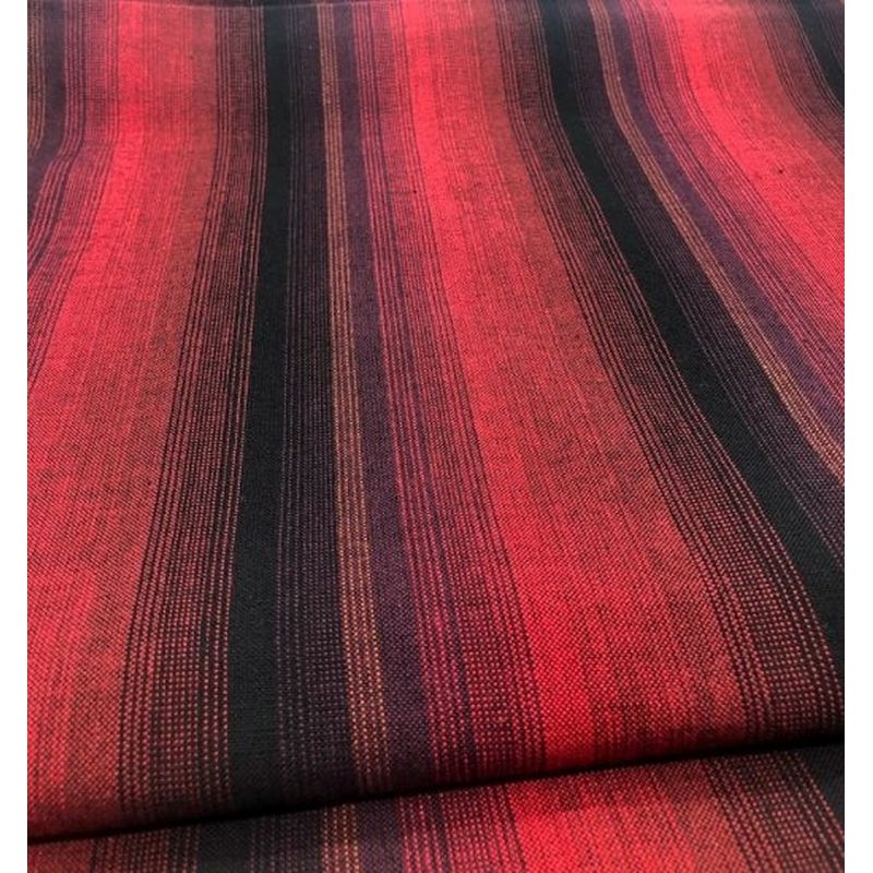 SHIMOGAWA KURUME KASURI Fabric 4 Standing Stripes 20/1 Red 