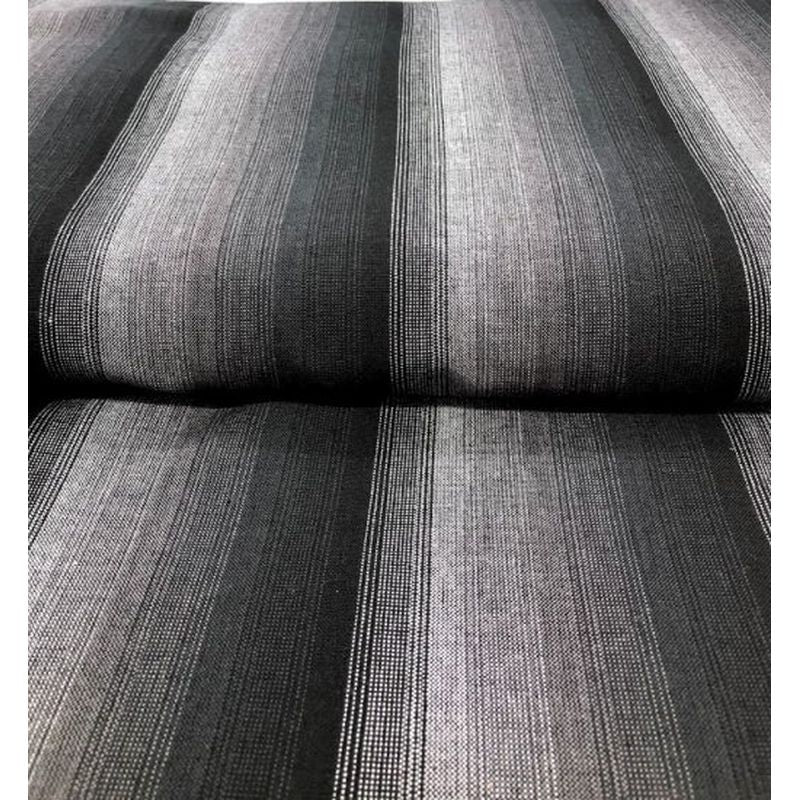 SHIMOGAWA KURUME KASURI Fabric 4 Standing Rapid Stripes 20/1 Gray 