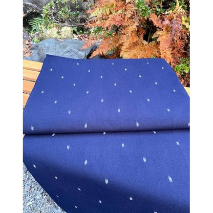 SHIMOGAWA KURUME KASURI Fabric 10 Standing 4 Bird Arale Navy Blue 