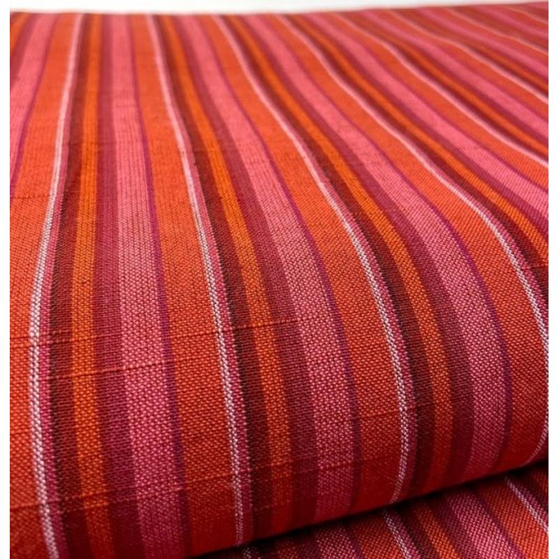 SHIMOGAWA KURUME KASURI Fabric 13 Standed Stripe Scarlet 