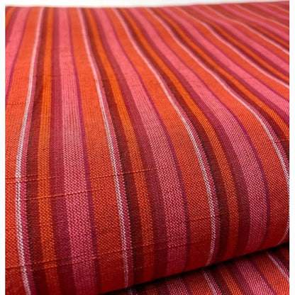 SHIMOGAWA KURUME KASURI Fabric 13 Standed Stripe Scarlet 