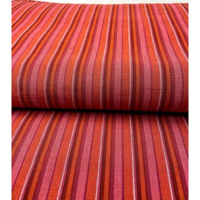 SHIMOGAWA KURUME KASURI Fabric 13 Standed Stripe Scarlet 