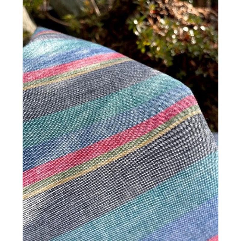 SHIMOGAWA KURUME KASURI Fabric 6 Colors Bonito Vacation Stripe Kinari 