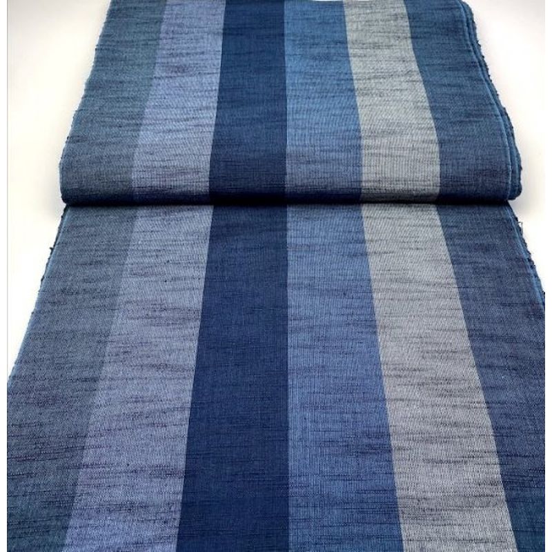 SHIMOGAWA KURUME KASURI Fabric Soft Striped Ocean Blue 