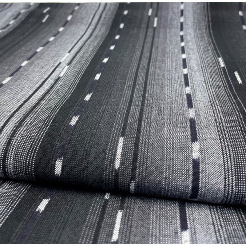 SHIMOGAWA KURUME KASURI Fabric 4 Standing Striped Black Gray Stand Kasuri 