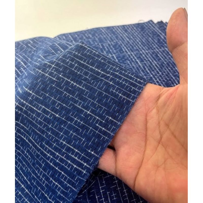 SHIMOGAWA KURUME KASURI Fabric Arale Lattice Blue 
