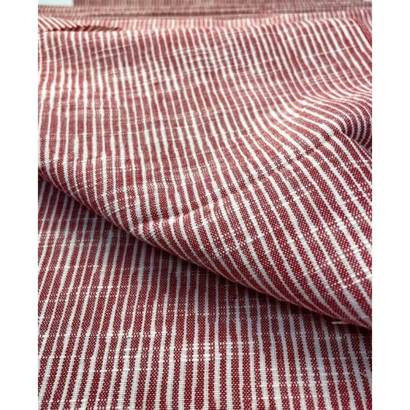 SHIMOGAWA KURUME KASURI Fabric Red Stripe Red And White Slab 