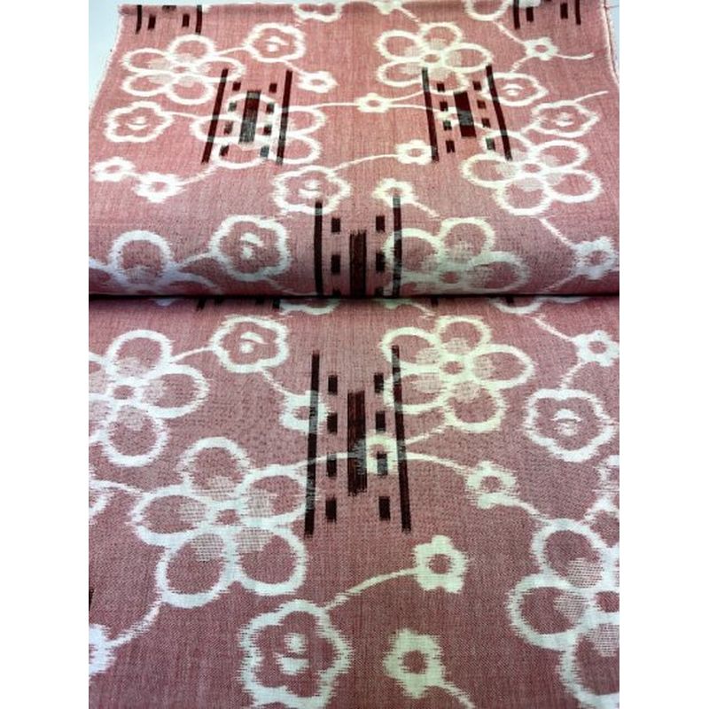 SHIMOGAWA KURUME KASURI Fabric Ume Pink (Blactor Combination) 