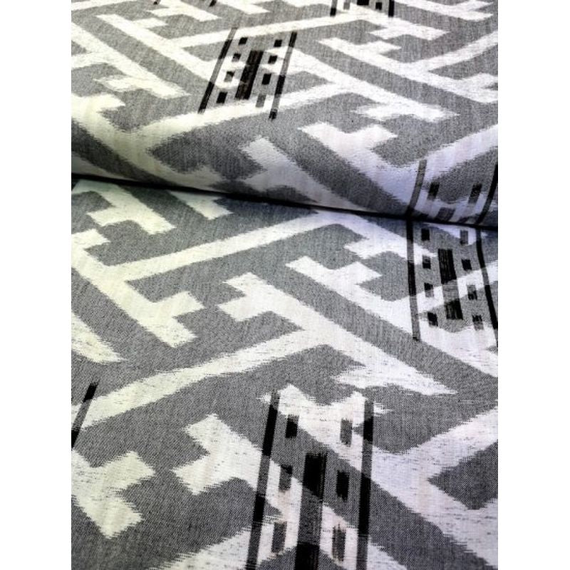 SHIMOGAWA KURUME KASURI Fabric Saaya -Shaped Gray (Bleaching Combination) 