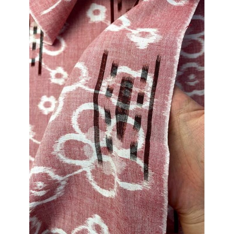 SHIMOGAWA KURUME KASURI Fabric Pale Plums (Bleaching Combination) 