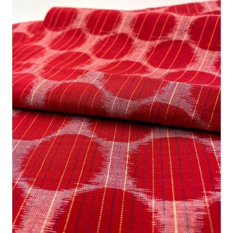SHIMOGAWA KURUME KASURI Fabric 6 Standing With A Decimpa Pinstripe Red 