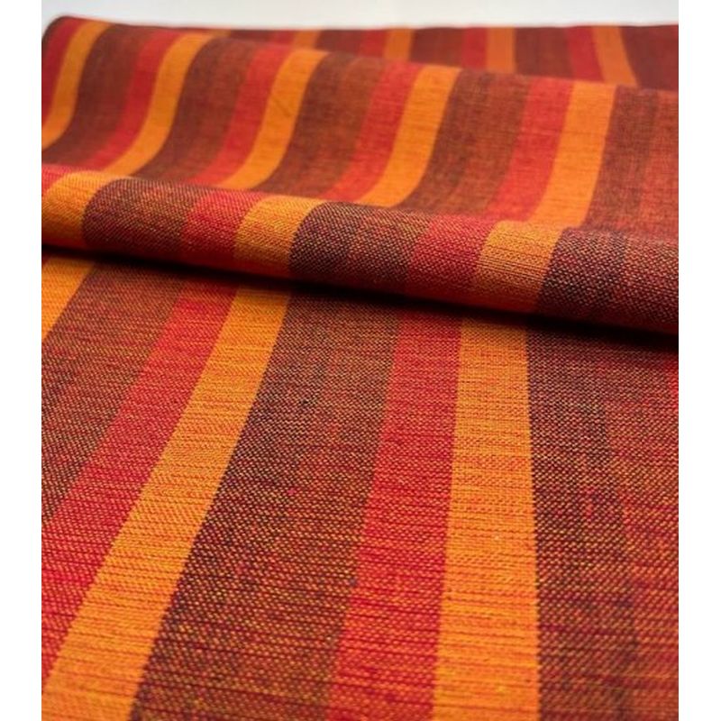 SHIMOGAWA KURUME KASURI Fabric 8 Standed Stripe 2 Sou Thread Fire Red 