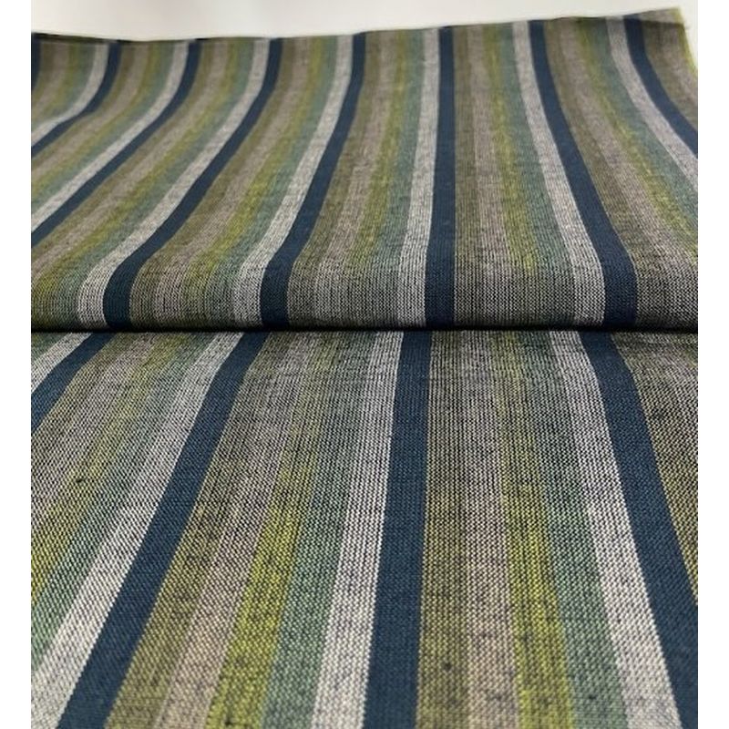 SHIMOGAWA KURUME KASURI Fabric Soft Striped 8 Standing Natural Green 