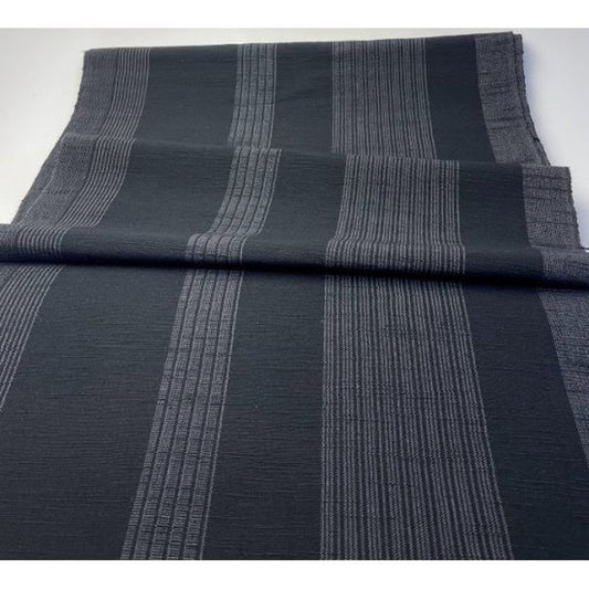 SHIMOGAWA KURUME KASURI Fabric 1 Stand -Striped Black Gray 