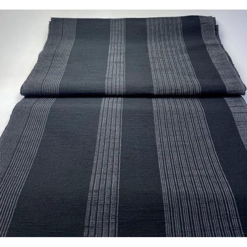 SHIMOGAWA KURUME KASURI Fabric 1 Stand -Striped Black Gray 