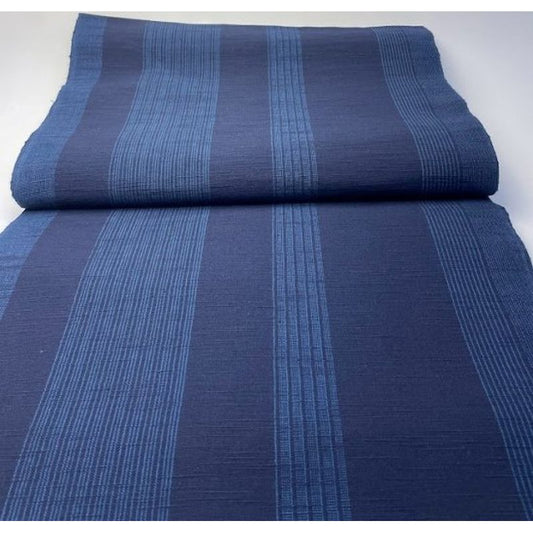 SHIMOGAWA KURUME KASURI Fabric 1 Stand -Striped Navy Blue 