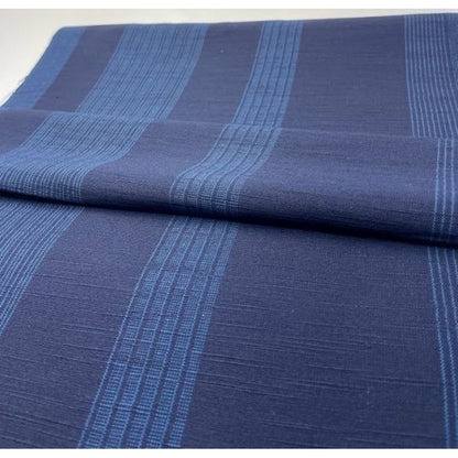 SHIMOGAWA KURUME KASURI Fabric 1 Stand -Striped Navy Blue 