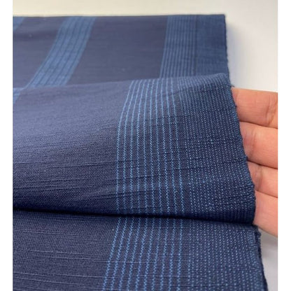 SHIMOGAWA KURUME KASURI Fabric 1 Stand -Striped Navy Blue 