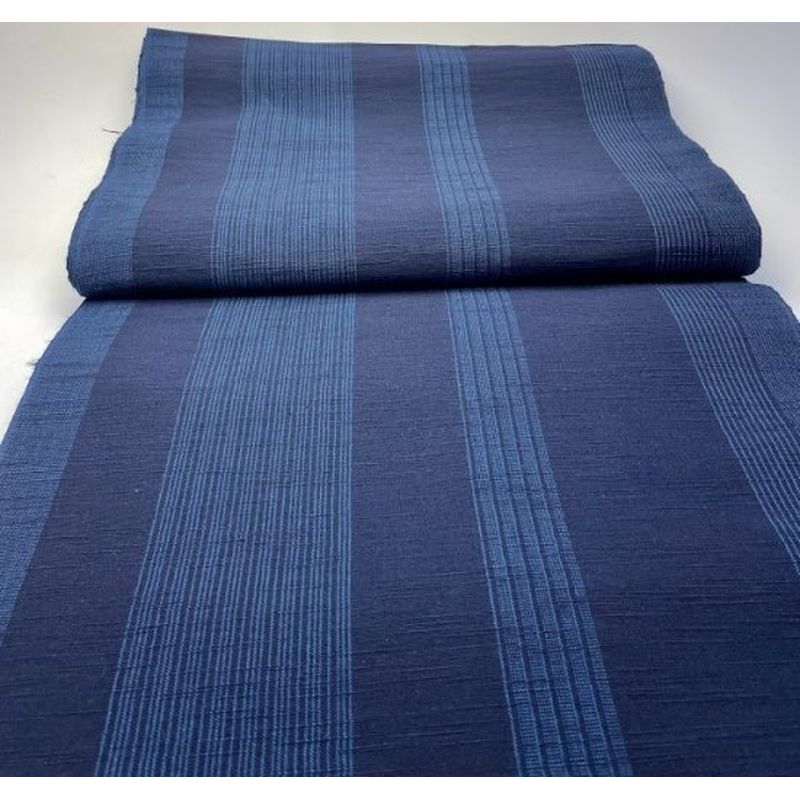 SHIMOGAWA KURUME KASURI Fabric 1 Stand -Striped Navy Blue 