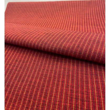 SHIMOGAWA KURUME KASURI Fabric One Striped Double Kiri Scarlet 