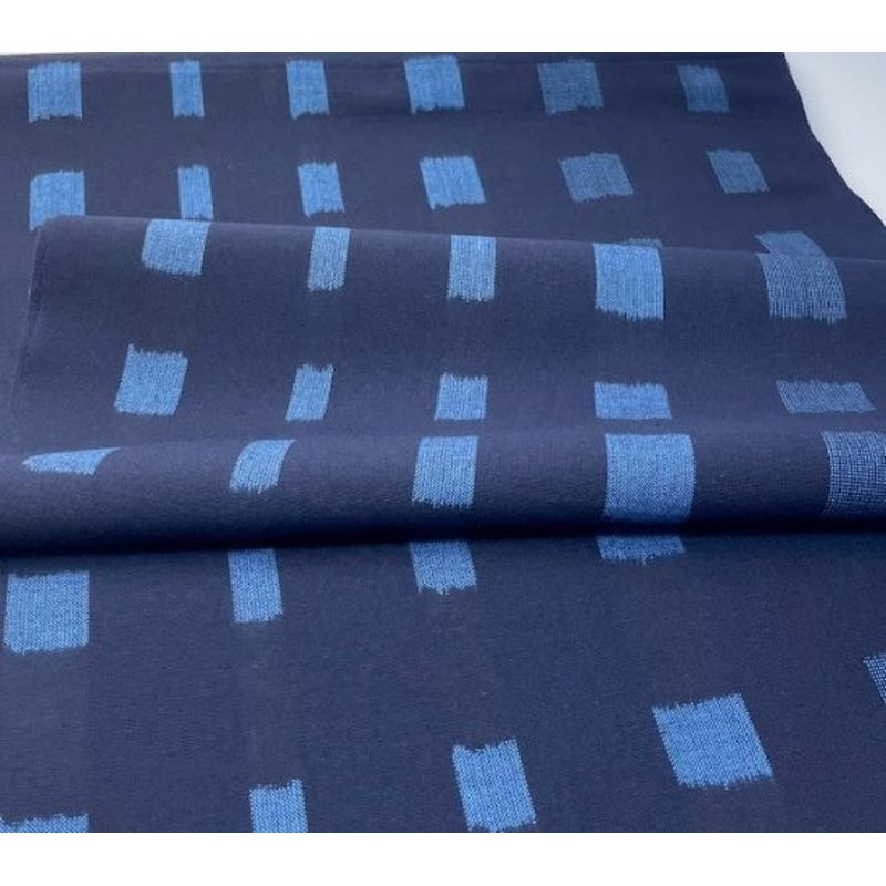 SHIMOGAWA KURUME KASURI Fabric 6 Standing Square Navy Blue 