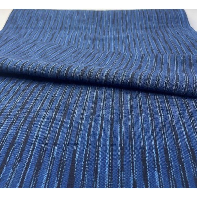 SHIMOGAWA KURUME KASURI Fabric 42 Standing Striped Blue 