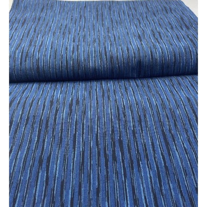 SHIMOGAWA KURUME KASURI Fabric 42 Standing Striped Blue 