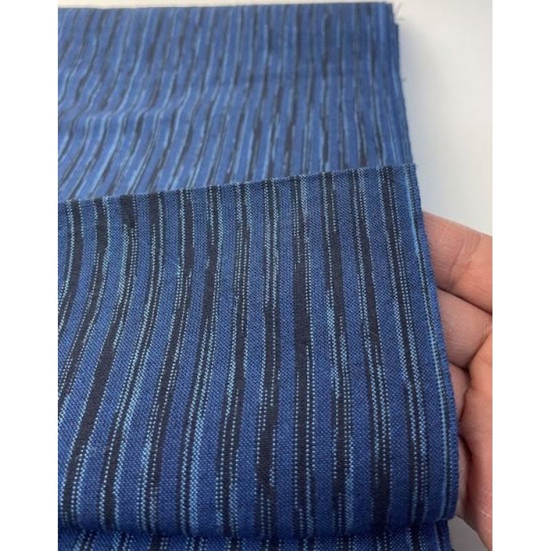 SHIMOGAWA KURUME KASURI Fabric 42 Standing Striped Blue 