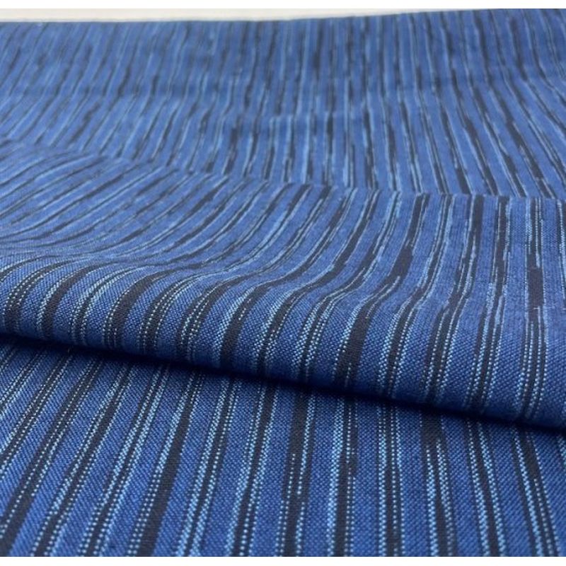 SHIMOGAWA KURUME KASURI Fabric 42 Standing Striped Blue 