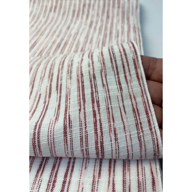 SHIMOGAWA KURUME KASURI Fabric 42 Standing Striped Stripe White Red 