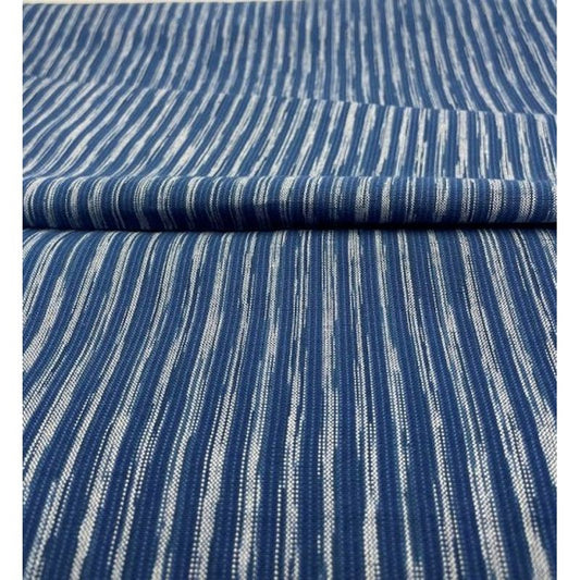 SHIMOGAWA KURUME KASURI Fabric 42 Standing Striped Stripe Blue White 