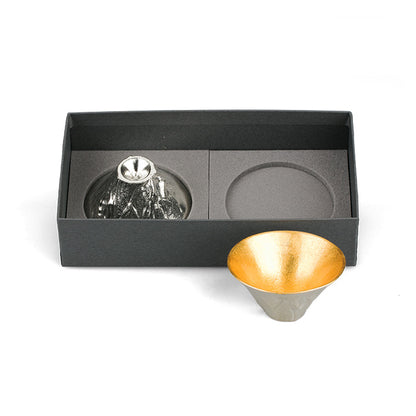 Sake Cup - Mt.Fuji Tin Gold Leaf 2pcs