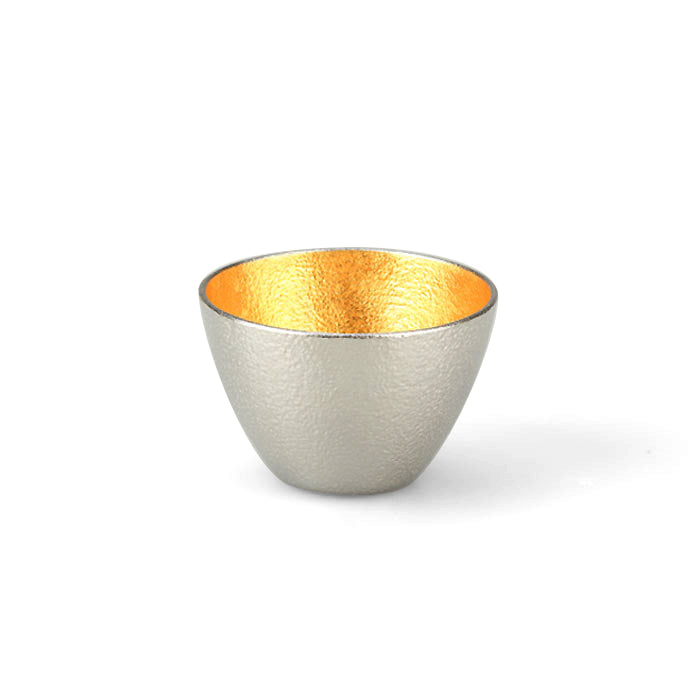 NOUSAKU Katakuchi Tin Bowl M Guinomi Sake Cup Gold Leaf Set