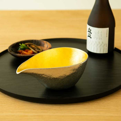 Sakegefäß-Set - Katakuchi (Sake-Krug) (Goldblatt) Größe groß und Sakebecher 2 Stück