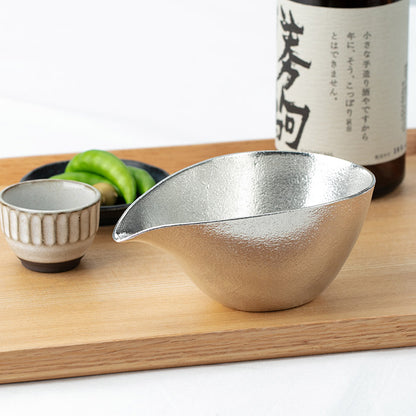 清酒器具套裝- Katakuchi（清酒壺）大號和錫清酒杯（富士山錫金箔）