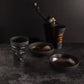 Gold And Silver Pattern Pair Of Snack Cups Pottery JAPAN Seifu BRAND
