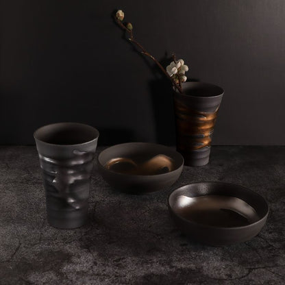 Sake-Tasse und Kleines Teller-Set - Kingin nagashi