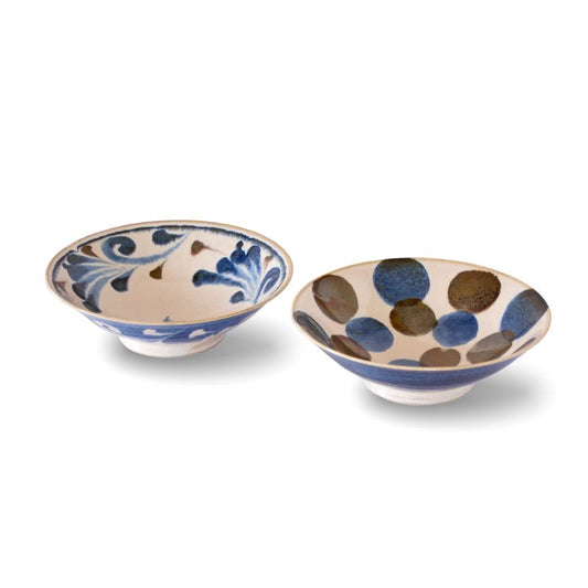 Brush Blue Pair Of Salad Bowls Porcelain JAPAN Brush Blue BRAND
