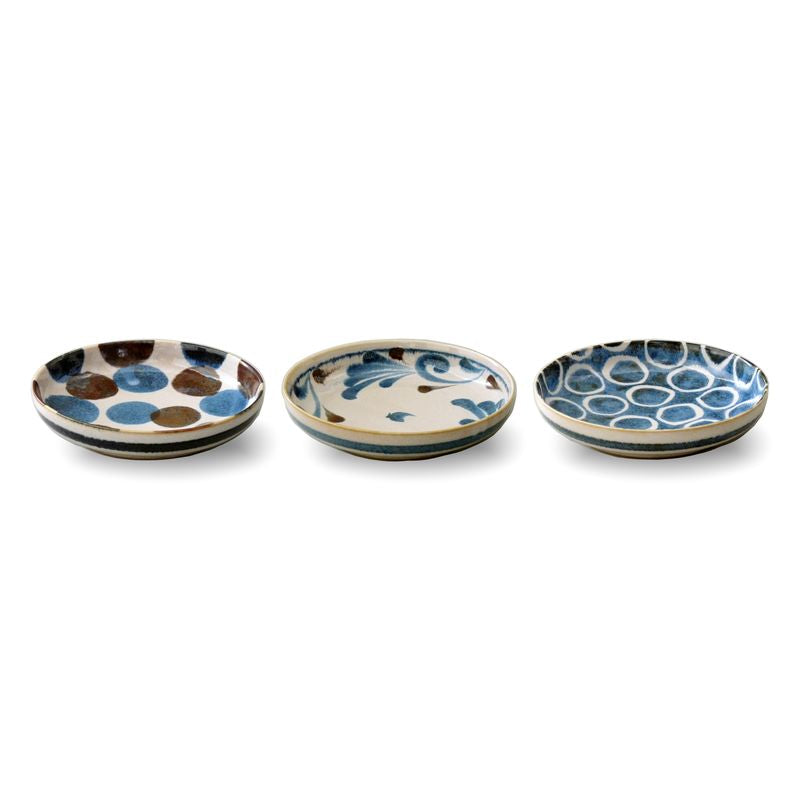Brush Blue Trio Pasta Bowls Porcelain JAPAN Brush Blue BRAND