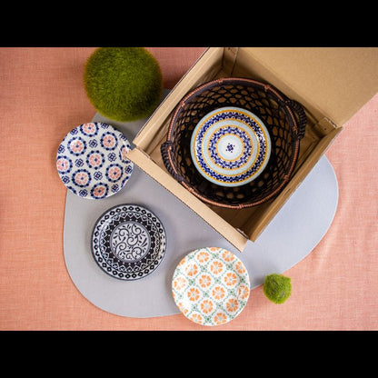 Small Plate Set - Pottery Field ll in a Basket