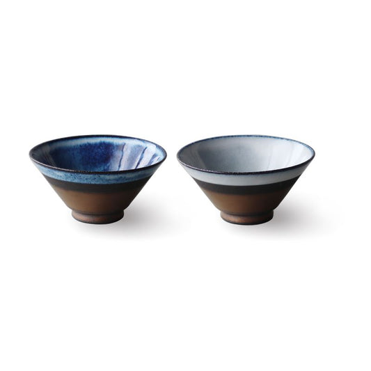 Unofukinsai Rice Bowls Pair Pottery Mino Ware JAPAN Seifu BRAND