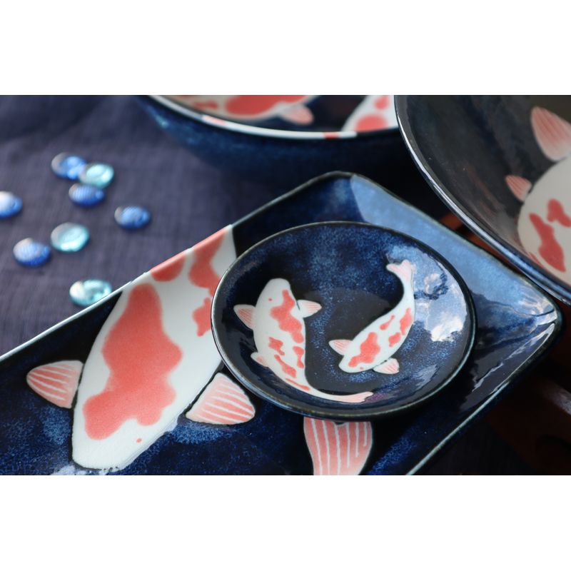 Colored Carp Set Of Plates For Sushi Porcelain JAPAN JiNPo BRAND
