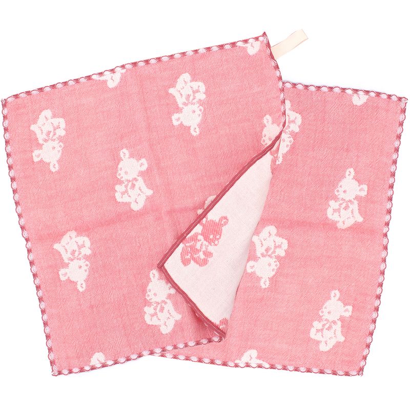 Hiorie Baby Handkerchief Bear 4-Fold Gauze 2 Sheet Cotton Water Absorption Japan
