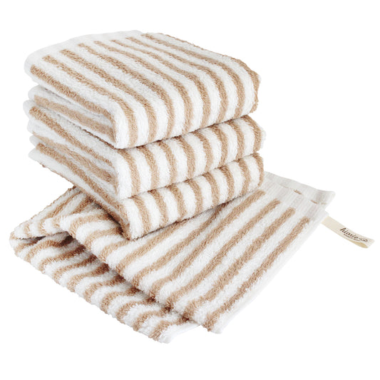 Hiorie Hotel Soft Thin Stripe Water-Absorption Hand Towel 4 Sheets Cotton Japan