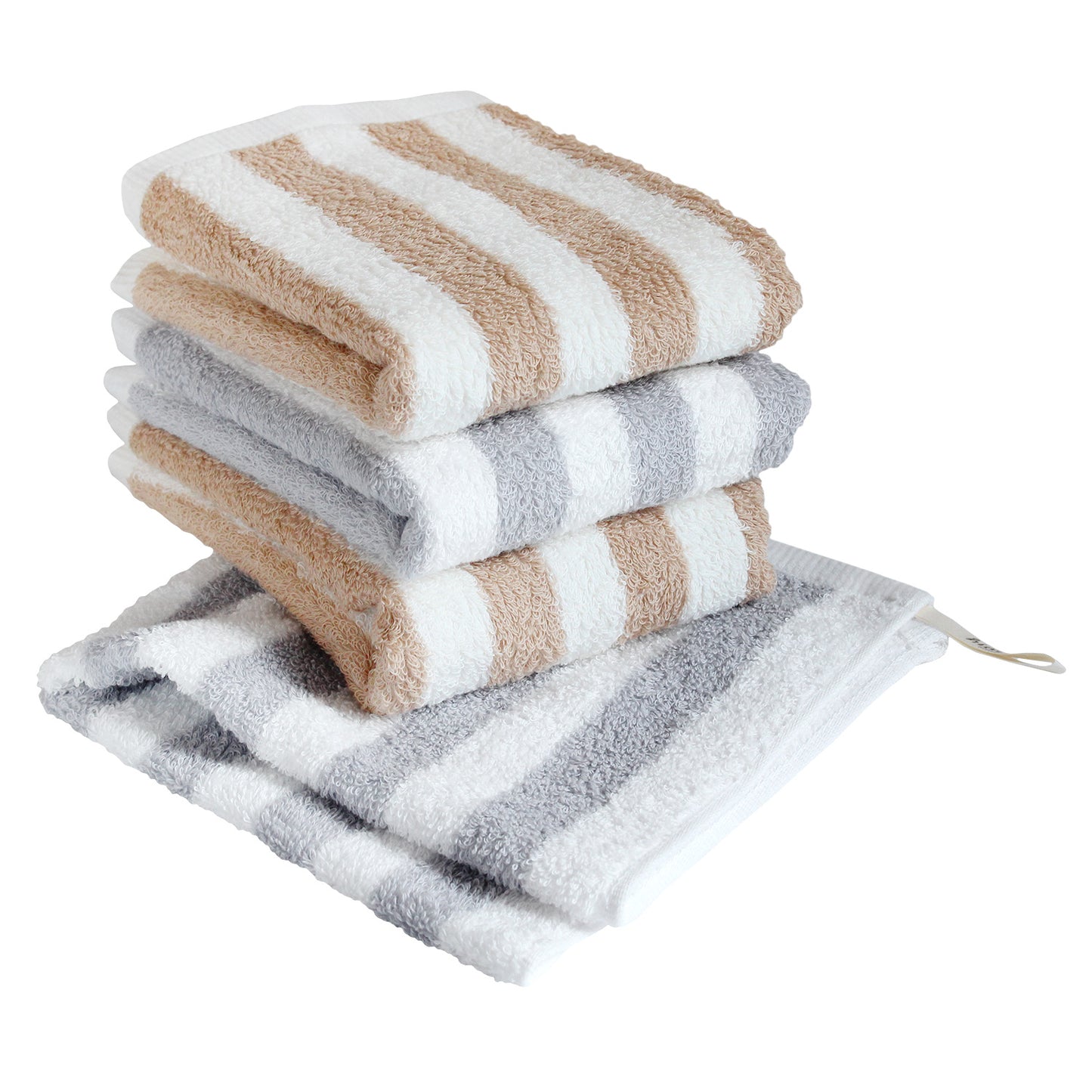 Hiorie Hotel Soft Stripe Water-Absorption Hand Towel 4 Sheets Cotton 100% Japan